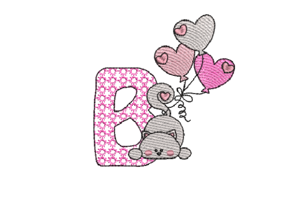 Letter B Cat Sketch Review for Business Embroidery