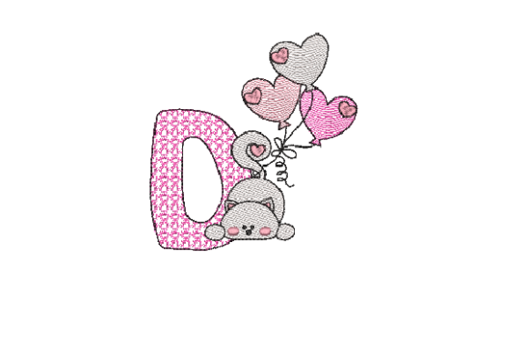 Letter D Cat Sketch Review for Embroidery Projects