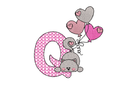 Letter Q Cat Sketch Review for Embroidery Projects